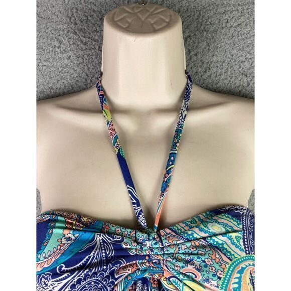 Kenneth Cole Swim Reaction Top Tankini Womens Size Small Ruffle Halter Blue - Picture 5 of 10